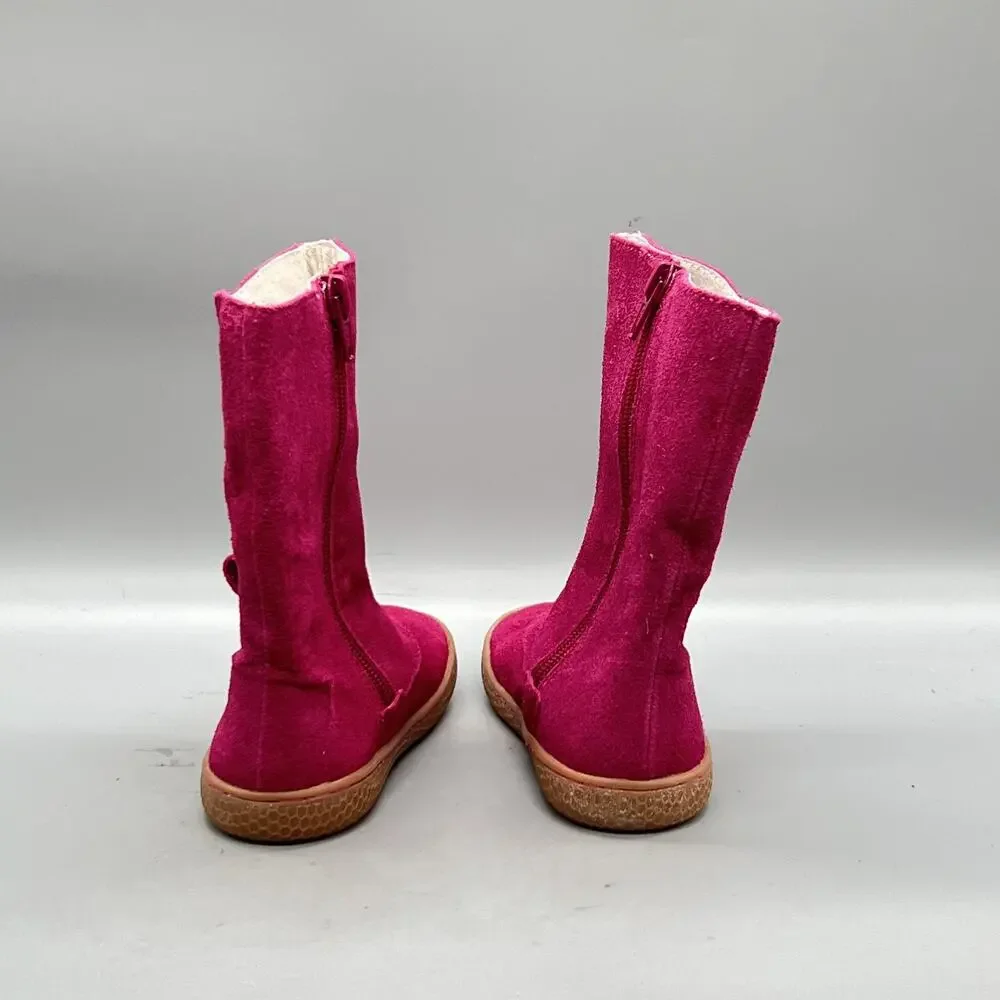 Livie & Luca Boots Kids Girls 8 Pink Suede Faux Fur Lined Side Zip Winter Shoes